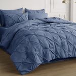 Bedsure California King Comforter Set Slate Blue - Cal King Bed Set 7 Pieces, Pinch Pleat Cali King Bedding Set with Comforter, Sheets, Pillowcases & Shams