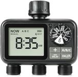 Sprinkler Timer,3 Outlets Programmable Water Timer with Brass Inlet for Garden Hose,Outdoor with Rain Delay/Manual/Automatic Watering System,Digital Irrigation Timers for Yard,Lawn