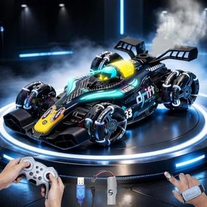 VikriDA RC 4x4 Formula F1 Drift Smoke Car Toy | 1:14 Scale 2.4Ghz Hand Sensor Gesture Control Sports Racing Car 360° Rotation 3 Lights Music Spin Stunt Remote Control Cars.