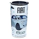 Puckator Fiat 500 E Reusable Stainless Hot & Cold Thermal Insulated Food & Drink Cup 500ml - Thermos Travel Mug - Tumbler with Straw and Lid - Insulated Bubba Cup - Thermal Drink Bottle