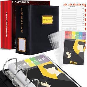 HAUTOCO Show-Bill Binder with Sleeves Theater Program Holder with Contents Page 36 Sheet Top Flap Protectors and Numbering Stickers, D-Ring Binder Organize 8.5" x 5.5" Broadway Show-Bills, Black