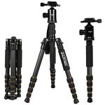 ZOMEI Z699C Carbon Fiber Portable Tripod with Ball Head Compact Travel for Canon,Sony, Nikon, Samsung, Panasonic, Olympus, Kodak, Fuji, Cameras and Video Camera