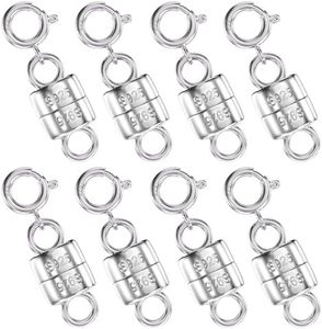 925 Sterling Silver Magnetic Necklace Clasps and Closures,Mini Magnetic Clasp Converter, S925 Silver and Gold Jewelry Necklace Extender for Women