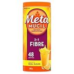 Metamucil, Daily Psyllium Husk Powder Supplement, Real Sugar, 3-in-1 Fibre for Digestive Health, Orange Smooth Flavored Drink, 48 Servings