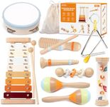 MTTIERY Baby Musical Instruments Sets, Montessori Wooden Percussion Educational Musical Toys for Toddlers, Xylophone Preschool Learning Activities Birthday Gifts for Boys Girls