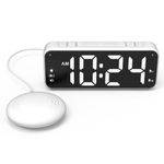 A5 Extreme Powerful Vibration Alarm Clock + Extra Loud Alarm for Heavy Sleeper/Deaf/Hearing Impaired, Extra Large Display for Elderly with Dual Alarm, Snooze and 5-level Adjustable Brightness (WHITE)