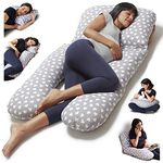 Niimo 4-in-1 Pregnancy Pillow & Nursing Pillow - 100% Cotton Pregnancy Pillow Cover, Washable Maternity Pillow & Feeding Pillow, Full Body Pillow, U Shaped Pillow & J Pillow, Maternity & Body Pillows