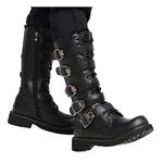 Knight Boots Men's Mid-Calf Lace-up Skull Gothic Punk Biker Leather Boots