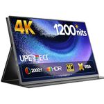 UPERFECT 4K Portable Monitor 16" 3840x2400 UHD HDR |1200cd/㎡ Brightness| 16:10 | 2000:1 | Portable Gaming Display, IPS FreeSync Speaker Travel Extra Screen for Laptop, USB-C Monitor, VESA & Smart Case