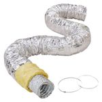 VEVOR Dryer Vent Hose, 6'' Insulated Flexible Duct 25FT Long with 2 Duct Clamps, Heavy-Duty Three Layer Protection for HVAC Heating Cooling Ventilation and Exhaust, R-4.2 Flame Resistance Value