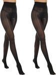 Klassik Anti Scratch & Tear Resistant Super Sexy Shiny Nude Stockings for Women/Girls | Sheer Ultra Shimmery High Waist Comfort Pantyhose | Wear with Dress-Pack of 2(Black&Black)(Fits upto XXS to 4XL)