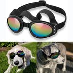 QUMY Dog Sunglasses Dog Goggles for Medium Large Breed Dogs, Wind Dust Fog Snow Protection Eye Wear Pet Glasses with Adjustable Strap for Motorcycle Car Driving Hiking Swimming Over 15lbs (Black)