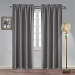 Hiasan Thermal Insulated Grey Blackout Curtain 2 Panels, Sun Blocking Blinds Window Curtains 84 Inches Long for Bedroom/Living Room Decor, 52 Inches Wide