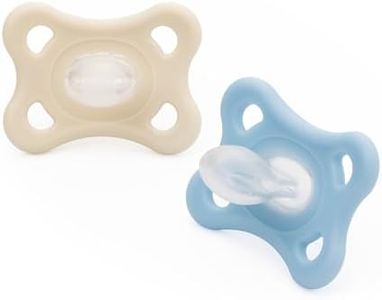 MAM Comfort All Silicone Soothers | 3-12 Months | 2 Pack | Comes in Dummy Steriliser Case | Sustainable Materials | Baby Accessories | Blue/Cream (Various Designs)