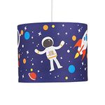 Space Rocket Design Easy Fit Light Shade, Blue Space Ceiling Light, Ceiling Lighting Boys Girls Bedroom, Nursery Lightshade