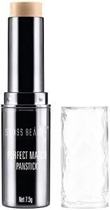 Swiss Beauty Perfect Match Panstick Foundation | Lightweight, Full Coverage Foundation With Natural And Dewy Finish For Face Makeup| Easy To Apply With Hand Stick Applicator | Shade-01, 7.5Gm |