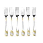 FnS Imperio 24 Karat Gold Plated 6 PCs Dinner Fork Sets with Gift Packaging for Home, Dining and Kitchen