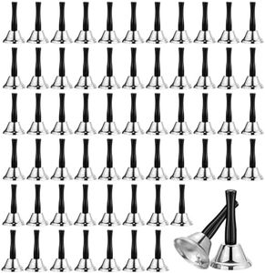 LECEHIVO 60 Pcs Loud Hand Bell Bulk Alarm Bell Dinner Service Food Line Ringing for Pets Sick and Elderly for Weddings Christmas Decoration Jingles (Silver)