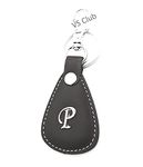 VS Club P Alphabet Initial Letter Leather Metal Keychain For Men Women, Girls, Boys Stylish/Key Ring Hook Key chain Holder For Bikes Car Home For Gift (Combo- Black, Brown)