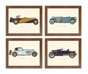 Painting mantra MDF vehicle Framed poster Brown vintage car 10-12 inch