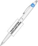 DISCOUNT PROMOS Custom Langham Ballpoint Ink Pen - Set of 10 Writing Pens for Work - Cool Pens for Writing, Black Ink, White