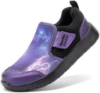 DREAM PAIRS Boys Girls Shoes Kids Slip on Tennis EZ-Ons MightyMovers Running Athletic Barefoot Zero Drop Sports Sneakers,Size 11 Little Kid,Dark Purple,Luca