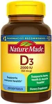 Nature Made Vitamin D3 2000 IU (50 mcg), Dietary Supplement for Bone, Teeth, Muscle and Immune Health Support, 250 Softgels, 250 Day Supply