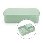 Brabantia - Make & Take Lunch Box Bento (2L) - Removable Compartments for Food Separation - Lid with Clips - Suitable for Freezer - Dishwasher & Microwave Safe - Jade Green - 25.5 x 16.7 x 6.2 cm