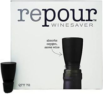 Repour Wine Saver and Stopper - Removes Oxygen, Preserving and Keeping Wine As Fresh As The Day The Bottle Was Opened - Black (72-Pack)