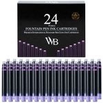 Wordsworth & Black 24 Pack Fountain Pen Ink Refills - Set of 24 Purple Ink Cartridges - International Standard Size - Length APPR 1.5" - Base Diameter APPR 0.24" - Disposable and Generic