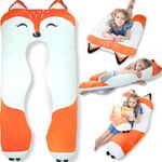 Fox Kids Body Pillow - 47" U-Shape Long Plush Soft Animal Pillow for Toddlers, Sleeping, Reading, ADHD & Special Needs Comfort, Anxiety, Washable Cover, Snuggle Fun Cuddle Pillow for Boys & Girls