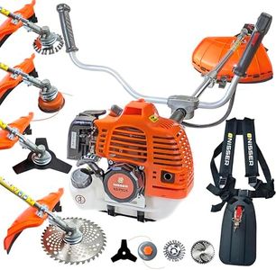 NISSER 52cc Petrol Garden Brush Cutter Strimmer Line Weed Moss Brush Trimmer Kit 2 Stroke Petrol 4 in 1 Kit