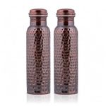 Craft Trade Pack of 2 Copper Water Bottle Pure Copper Bottle with Lid Leak Proof BPA Free Hammered Drinking Bottle for Sport Fitness and Yoga - 1 Litre Black