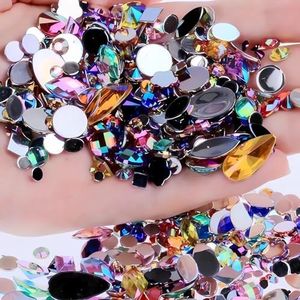 1000pcs AB Colorful Rhinestones Crystal Gems, Flatback Acrylic Gemstone Jewels, Craft DIY for Cosplay Pirate Halloween Costume Clothes Party, Nail Crafting Gems Accessories (00 Mixed Color AB)