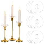 Glasseam Bobeches of Candles & Holders, Clear Candle Drip Catcher for Glass Candle Stick Holder Set of 12, Unique Candle Ring for Candelabra Candle Holder, Bobeche Candle Holders for Living Room