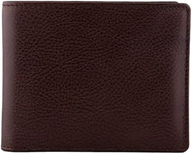 DiLoro Full Grain Textured Leather Slim Bifold Wallet for Men with RFID Blocking Technology holds min 8 Cards fits most Front Pockets in Gemini Brown