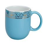 VOLA EXQUISITE STYLEWARE Dazzle Series-Porcelain Coffee Mugs Large|Tea/Milk Cup Aesthetic Design Made with Bone Free with Golden Border|Gift for Anniversary,Mom,Birthday (300 Ml,Color-Aspiring Blue)