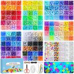 Redtwo 7 Boxes 5000 Pcs Pony Beads Kit, 144 Colors 6x9mm Kandi Beads for Friendship Jewelry Bracelet Making Kit, with 600+Pcs Letter Bead, DIY Crafts Gifts for Tween Girls Kids