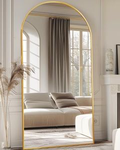 Antok Full Length Mirror, 38"x78" Floor Mirror Freestanding, Full Body Mirror Floor Standing Mirror with Stand for Bedroom, Hanging Mounted Mirror for Living Room Cloakroom, Gold