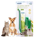 Nobleza Dog Toothbrush and Enzymatic Toothpaste Kit with 2 x Finger Toothbrush for Clean Pet Teeth, Eliminate Bad Breath, Remove Plaque and Tartar, Improve Gums Health and Pet Oral Hygiene Care