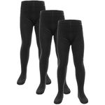 A2Z 4 Kids Cotton Rich Uniform School Tights Comfortable Schoolwear - UF Tights Black 3 Pack 13.