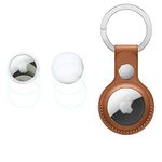 Air Tags PU Leather Case Brown Key Ring Compatible for Air Tags Key Finder (Locator Tracker)