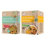 Organic Wisdom-Back to Roots Multi millet Noodles & Pasta | No Maida, Not Fried, No MSG | Sun Dried | Protein & Fiber rich with 9 super grains | Noodles 384g & Pasta 180g