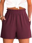 ANRABESS Shorts for Women Summer Casual Elastic High Waisted Dressy Lounge Shorts Comfy Bottoms 2026 Beach Vacation Clothes Wine Red Large