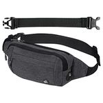 WATERFLY Fanny Pack Waist Bag: Runner Small Hip Pouch Bum Bag Running Fannie Pack Phanny Fannypack Waistpack Bumbag Beltbag Sport Slim Fashionable for Jogging Hiking Woman Man (Grey)