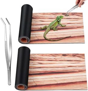 Saillong Reptile Carpet 2Pcs 20 Gallon, 36 * 12in Reptile Mat for Bearded Dragon Tank Accessories, Terrarium Liner Bedding Mat for Lizard,Gecko,Snake,Chameleons,Tortoise with Tweezers Feeding Tong