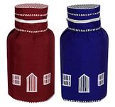 Kuber Industries (Set of 2) Safe Cotton LPG Gas Cylinder Cover Water-Resistant | 3-Layered Dustproof Gas Protector Cover Bag | Strong and Durable Zipper and Perfect Fit Design (Maroon and Blue Color)