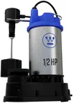 Westinghouse - 1/2 HP Automatic Submersible Sump Pump with Integrated Vertical Float Switch, Pumps 5200 Gallons Per Hour - Heavy Duty Cast Iron and Stainless Steel Basement Sump Pump