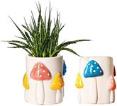 GUTE Colorful Mushrooms Planters Cute Rainbow Planter with Drainage, Vintage Retro Flower Plant Pots for Plants, Eclectic Succulent Gardening Pot for Boho Modern Home Décor Vintage Retro Flower Pot