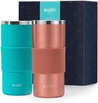 BUZIO Beer Mugs for Freezer 12oz, Stainless Steel Insulated Freezer Mugs Instantly Cooling Beer, Tea, Coffe, Soda, Dishwasher Safe, Best Frozen Cups for Party, Birthday, Celebration, 2 Sets, Gold&Blue